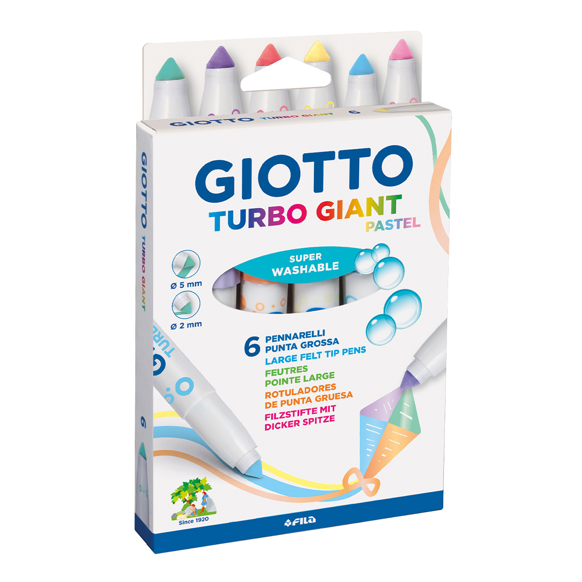 Turbo Giant Pastel Set of 6 in the group Kids / Kids' Pens / Felt Tip Pens for Kids at Pen Store (129851)