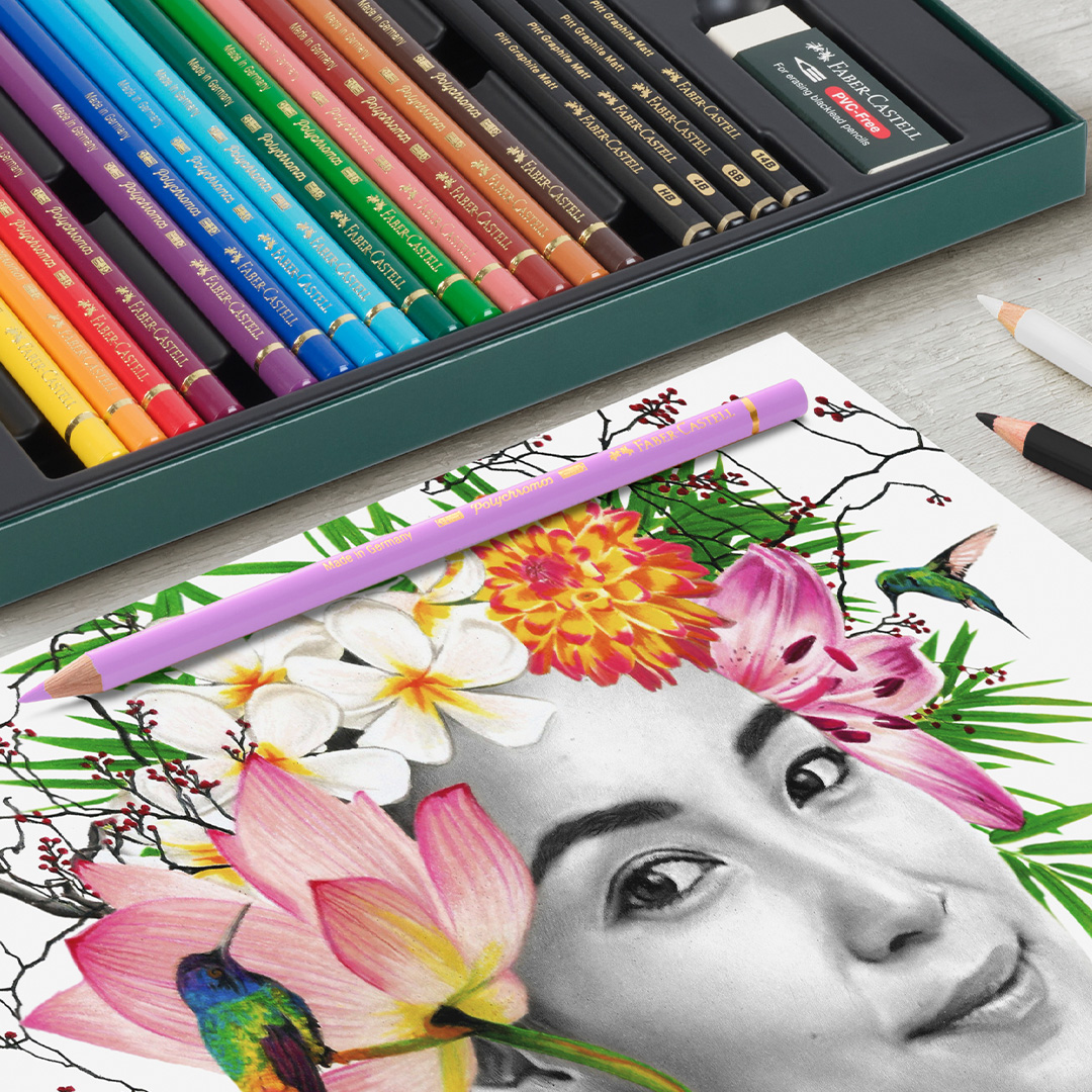 Polychromos & Pitt Graphite Mat Set 17 Colored Pencils + 4 Graphite Pencils
