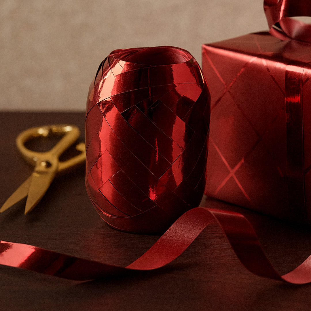 Gift ribbon metallic 10m x 7 mm Red