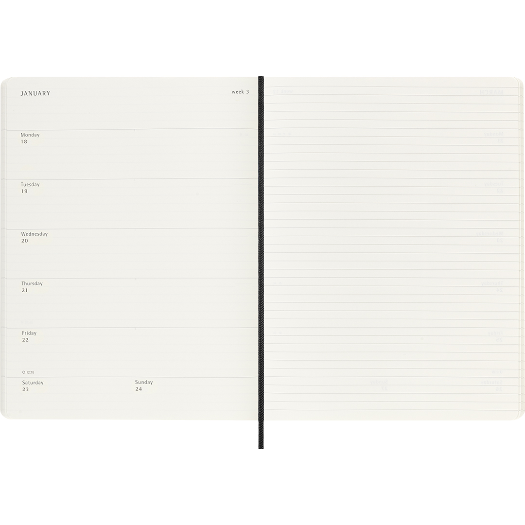 Planner 18M WeekNote Soft Cover XL Black