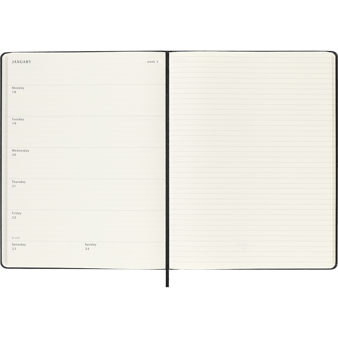Planner 18M WeekNote Hard Cover XL Black