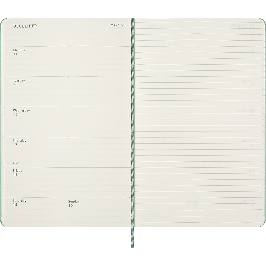 Planner 18M WeekNote Hard Cover Large Sage Green