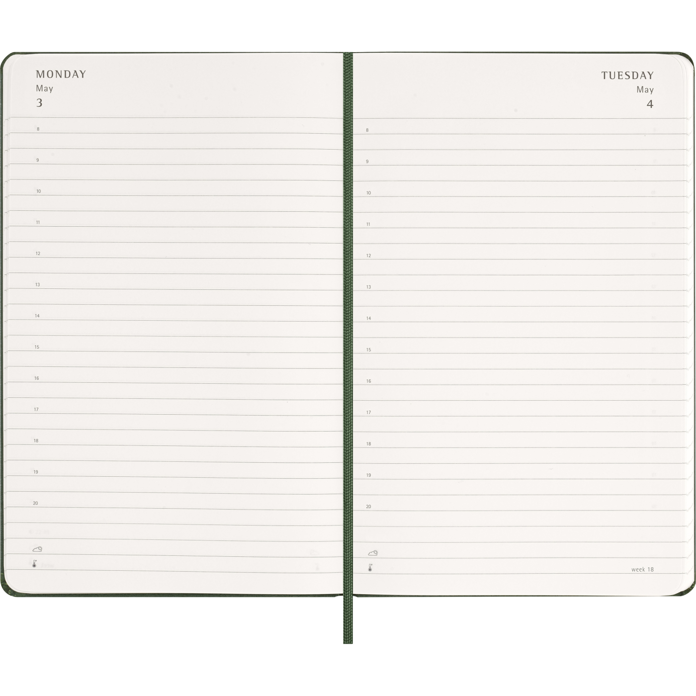 Planner 12M Daily 2027 Hardcover Large Myrtle Green