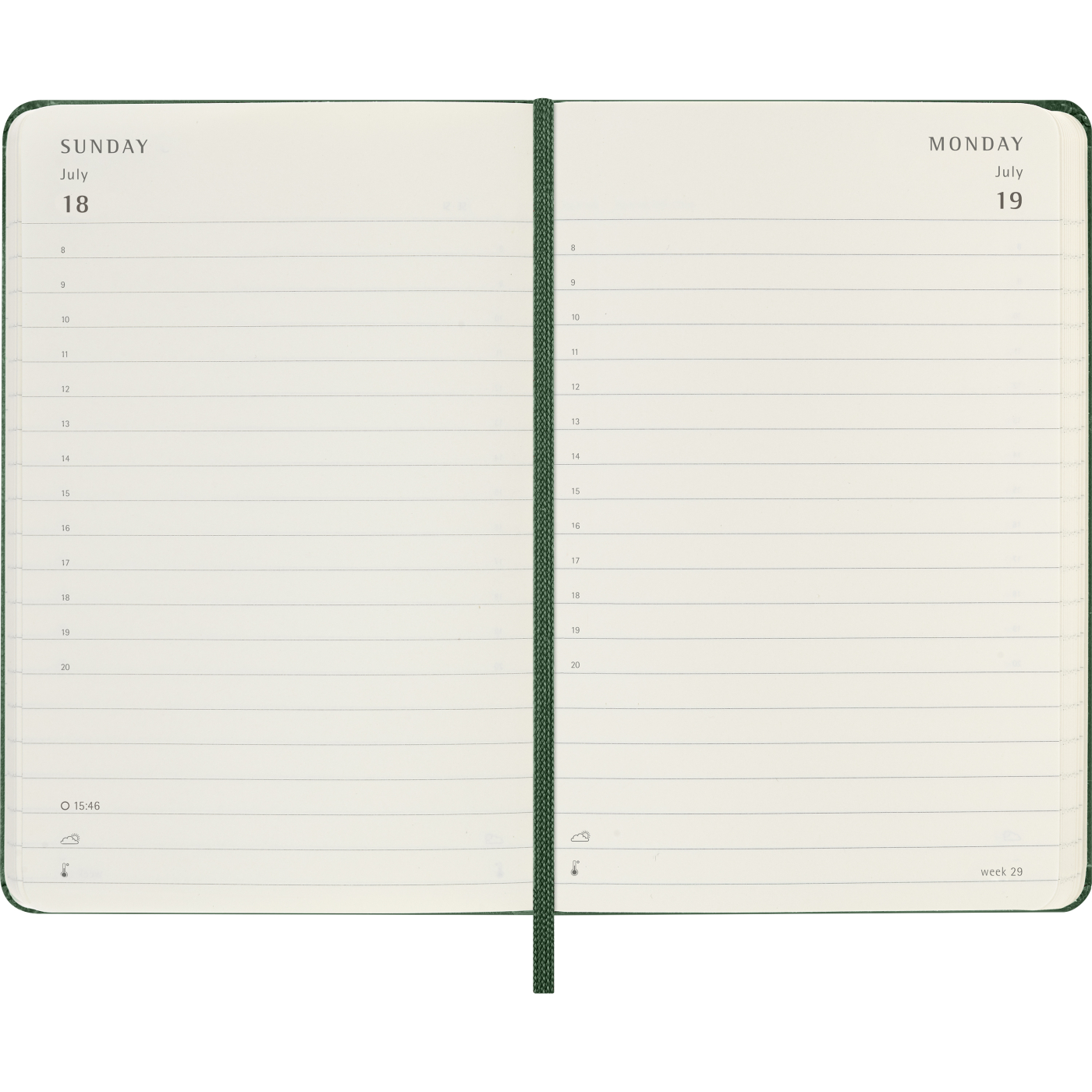Planner 12M Daily 2027 Hardcover Pocket Myrtle Green