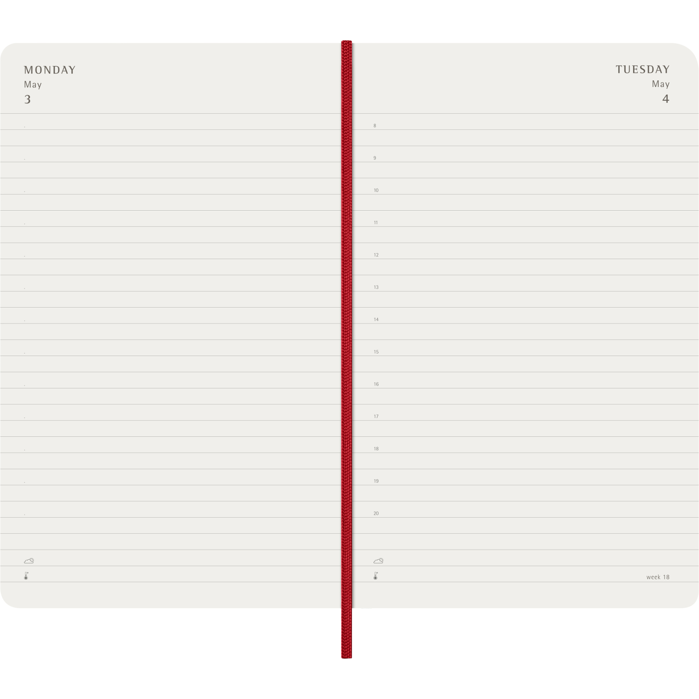 Planner 12M Daily 2027 Hardcover Pocket Red