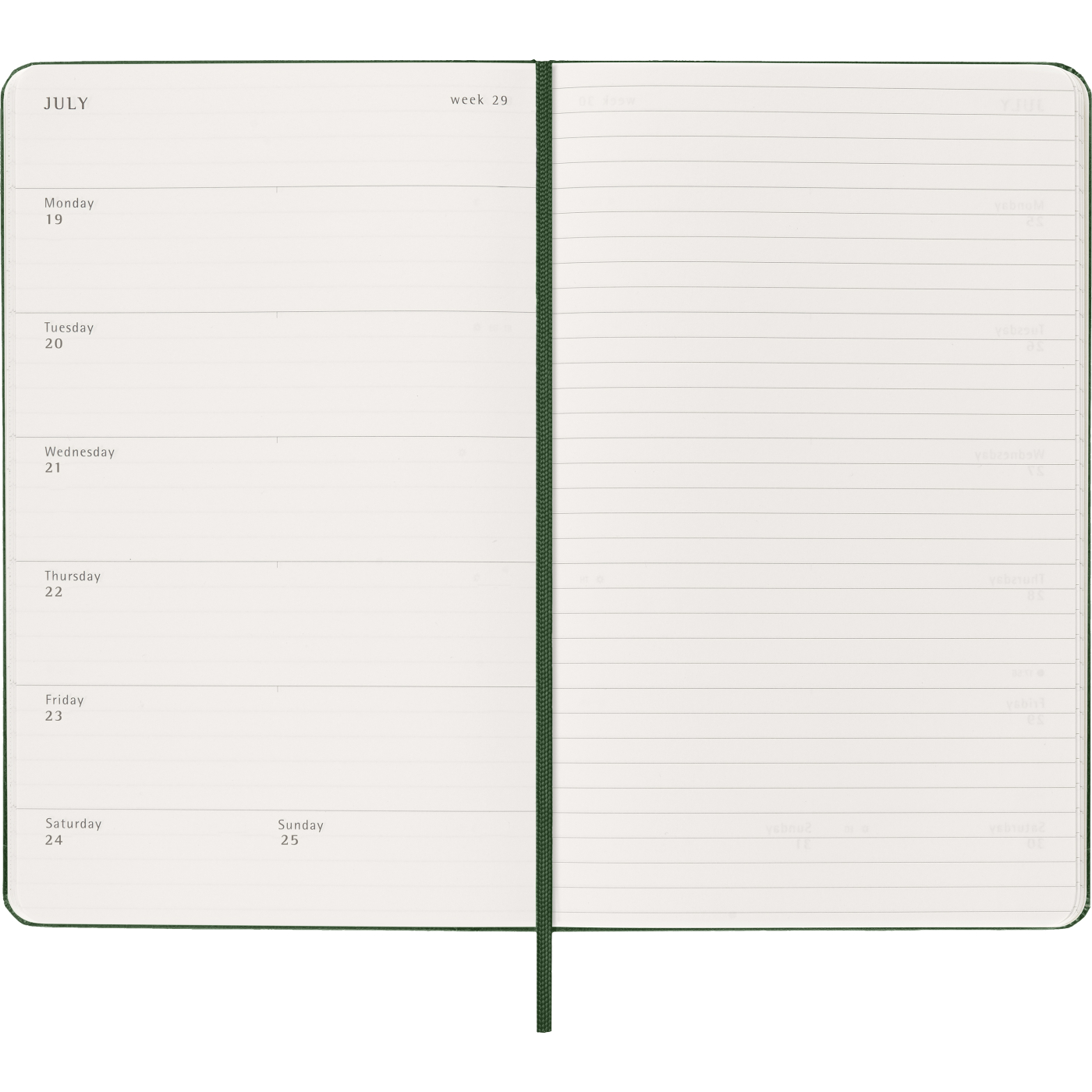 Planner 12M Weekly Notebook 2027 Hardcover Large Myrtle Green 