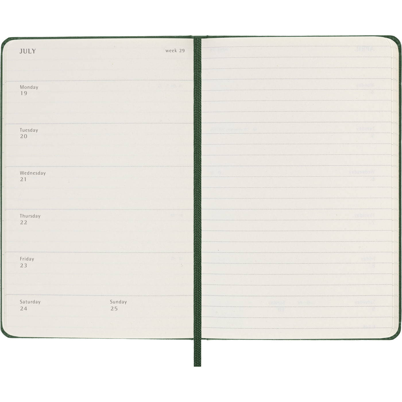 Planner 12M Weekly Notebook 2027 Hardcover Pocket Myrtle Green 