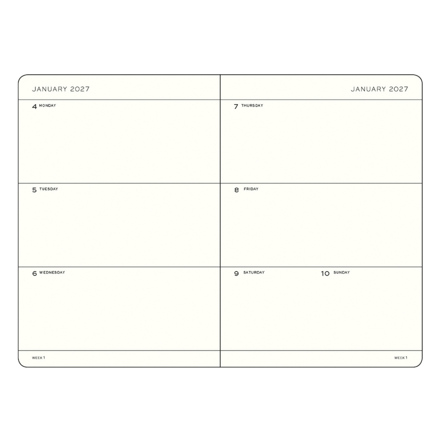 Planner Weekly Planner 2027 A5 Black