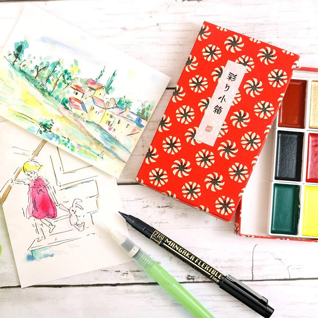 Gansai Tambi Irodori Kobako Watercolour set red