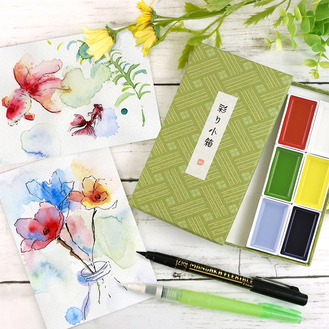 Gansai Tambi Irodori Kobako Watercolour set green