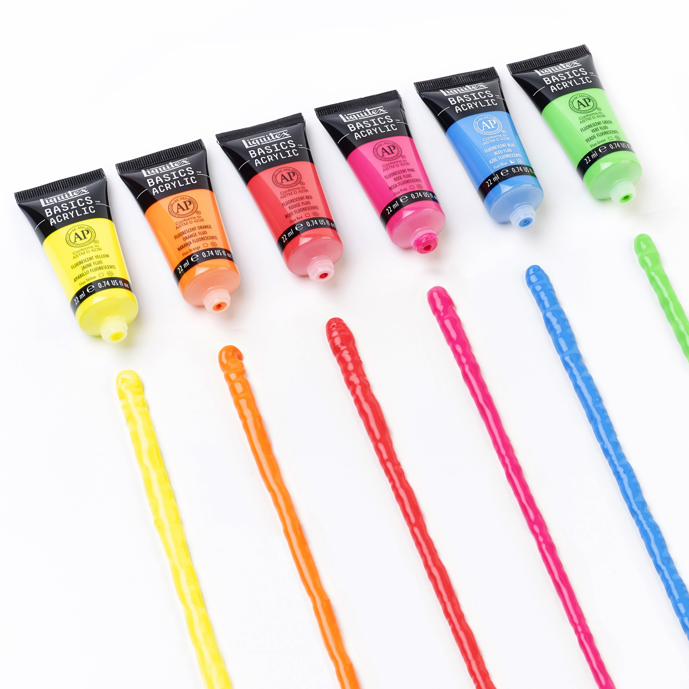 Acrylic paint Fluorescent Set Tubes 6x22 ml