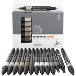 BrushMarker Neutral tones 12-set + Blender in the group Pens / Artist Pens / Illustration Markers at Pen Store (100556)