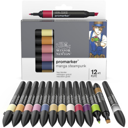 ProMarker 12-set + blender (Manga Steampunk) in the group Pens / Artist Pens / Illustration Markers at Pen Store (100562)
