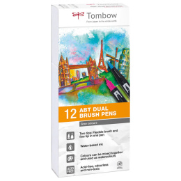 ABT Dual Brush pen 12-set Grey in the group Pens / Artist Pens / Brush Pens at Pen Store (101093)