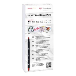 ABT Dual Brush pen 12-set Grey in the group Pens / Artist Pens / Brush Pens at Pen Store (101093)