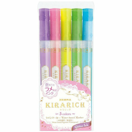 Kirarich Glitter Highlighter 5-set in the group Hobby & Creativity / Techniques / Bullet Journaling at Pen Store (102200)