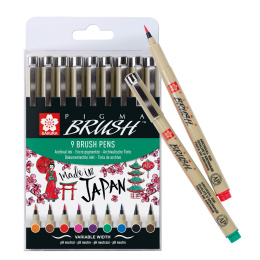 Pigma Micron Brush Color 9-pack in the group Pens / Writing / Fineliners at Pen Store (103307)