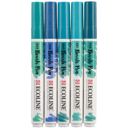 Brush Pen Green Blue 5-set in the group Pens / Artist Pens / Brush Pens at Pen Store (103715)