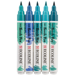 Brush Pen Green Blue 5-set in the group Pens / Artist Pens / Brush Pens at Pen Store (103715)