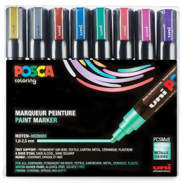 Posca PC-5M Metallic Colours Set of 8 in the group Pens / Artist Pens / Illustration Markers at Pen Store (112630)