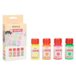 Textile Dye Set 4 x 50 ml Neon in the group Hobby & Creativity / Paint / Fabric Markers and Dye at Pen Store (127585)