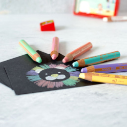 Woody 3-in-1 Colouring Pencils Pastel 6-set + sharpener in the group Kids / Kids' Pens / Coloring Pencils for Kids at Pen Store (127789)