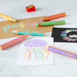 Woody 3-in-1 Colouring Pencils Pastel 6-set + sharpener in the group Kids / Kids' Pens / Coloring Pencils for Kids at Pen Store (127789)