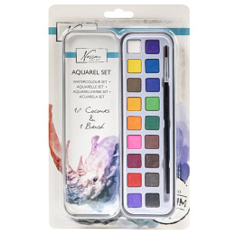 Aquarel kit 18 colours + brush in the group Art Supplies / Artist colours / Watercolour Paint / Watercolour pans at Pen Store (128538)