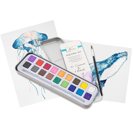 Aquarel kit 18 colours + brush in the group Art Supplies / Artist colours / Watercolor Paint at Pen Store (128538)