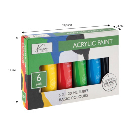 Acrylic Paint 120 ml 6-set Basic in the group Art Supplies / Artist colours / Acrylic Paint at Pen Store (128548)