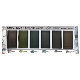 Gansai Tambi Aquarelle 6-set Graphite Colors in the group Art Supplies / Artist colours / Watercolour Paint / Watercolour pans at Pen Store (128725)