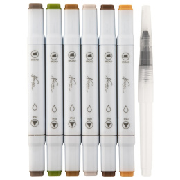 Aquarel marker Dual 6-set Earth + waterbrush in the group Pens / Artist Pens / Watercolor Pencils at Pen Store (129351)