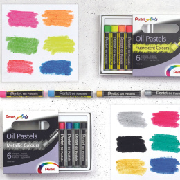 Oil Pastels Fluo & Metallic Set of 12 in the group Art Supplies / Crayons & Graphite / Pastel Crayons at Pen Store (129513)