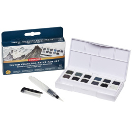 Tinted Charcoal Paint Pan Set 12 Half pans in the group Art Supplies / Artist colours / Watercolour Paint / Watercolour pans at Pen Store (129568)