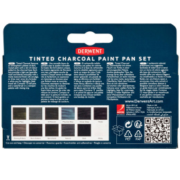 Tinted Charcoal Paint Pan Set 12 Half pans in the group Art Supplies / Artist colours / Watercolour Paint / Watercolour pans at Pen Store (129568)
