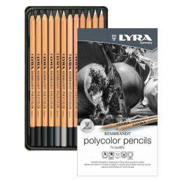 Rembrandt Polycolor Grayscale Set of 12 in the group Pens / Artist Pens / Colored Pencils at Pen Store (129958)