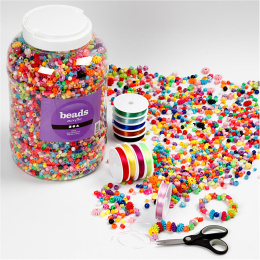 Plastic Beads and Elastic Beading Cord Megapack in the group Hobby & Creativity / Create / Home-made jewellery at Pen Store (131532)