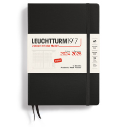 Planner 18M Academic Week Planner Hard Cover A5 Black  in the group Paper & Pads / Planners / 18-Month Planners at Pen Store (132581)