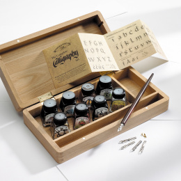 Calligraphy set in wooden box 15 pieces in the group Hobby & Creativity / Calligraphy / Calligraphy Ink at Pen Store (132705)