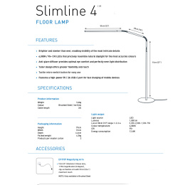 Slimline 4 Floor Lamp Brushed Steel in the group Hobby & Creativity / Hobby Accessories / Artist Lamps at Pen Store (134054)