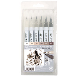 Clean Color Real Brush Set 6 pcs Warm Gray in the group Pens / Artist Pens / Brush Pens at Pen Store (134107)