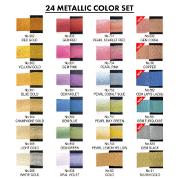 Gansai Tambi Aquarelle 24-set Metallic in the group Art Supplies / Artist colours / Watercolour Paint / Watercolour pans at Pen Store (135536)