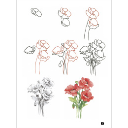 Draw 100: Flowers in the group Hobby & Creativity / Books / Inspirational Books at Pen Store (136315)