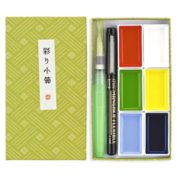 Gansai Tambi Irodori Kobako Watercolour set green in the group Art Supplies / Artist colours / Watercolour Paint / Watercolour pans at Pen Store (137568)