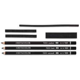 Nero Deep Black Set 7 Pieces in the group Art Supplies / Crayons & Graphite / Drawing Charcoal at Pen Store (138029)