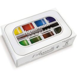 l'Aquarelle Aqua-mini 8 Half Pans + Brush in the group Art Supplies / Artist colours / Watercolour Paint / Watercolour pans at Pen Store (138036)