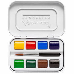 l'Aquarelle Aqua-mini 8 Half Pans + Brush in the group Art Supplies / Artist colours / Watercolour Paint / Watercolour pans at Pen Store (138036)