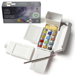 Professional Water Colour Half Pan Field Box 12-set in the group Art Supplies / Artist colours / Watercolour Paint / Watercolour pans at Pen Store (138038)