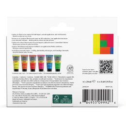 Galeria Acrylic paint 6x20ml Fluo set in the group Art Supplies / Artist colours / Acrylic Paint at Pen Store (138042)