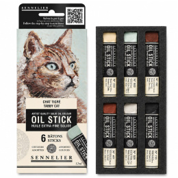 Oil Stick Mini 6-set Tabby cat in the group Art Supplies / Crayons & Graphite / Oil sticks at Pen Store (138062)